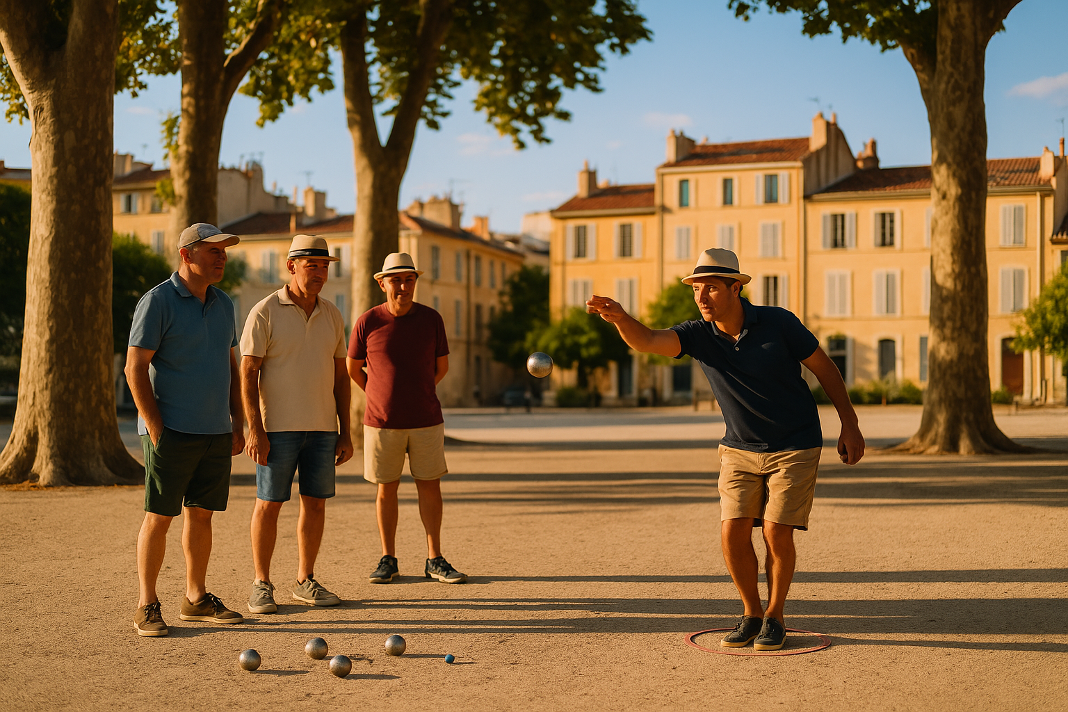 Partie de pétanque au soleil à Marseille